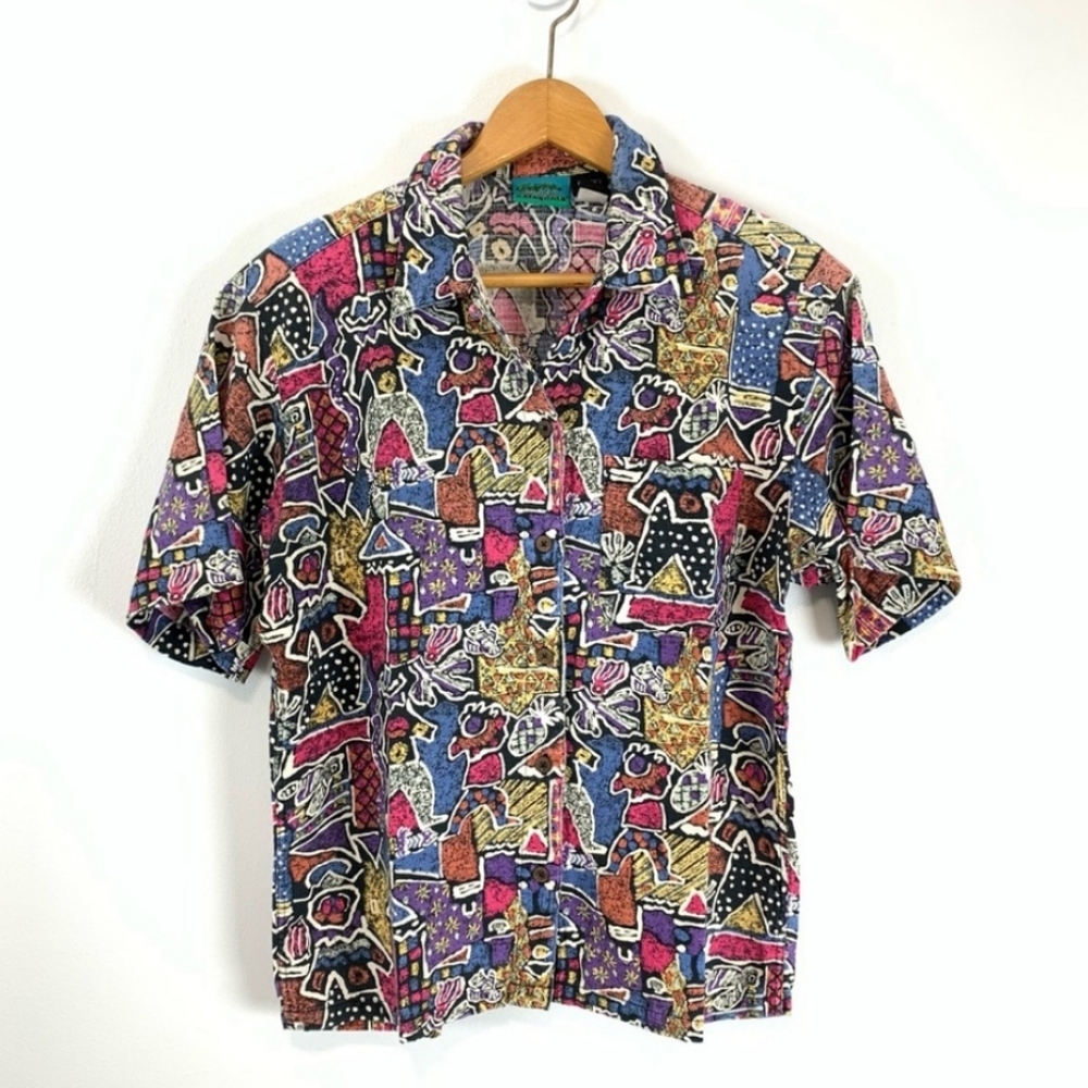 Vintage Patagonia Aztec Women Print Camp Shirt Size Small Rare